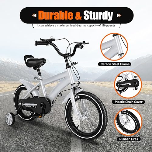 SHZICMY 14' 16' bicicletta bambini bici ragazzi e ragazze bici con ruote di allenamento e campana, regalo per ragazze e ragazzi per 3-8 anni - Ysert