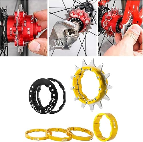 Kit di conversione Bici a velocità Singola Cassetta per Bici a velocità Singola 12T e distanziali Extra per Una Facile conversione al Cambio a velocità Singola - Ysert