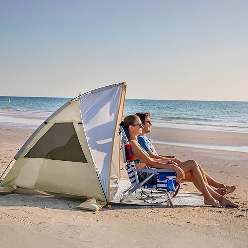 WolfWise Tenda da Spiaggia Portatile per 2-3 Persone UPF 50+ Tenda Parasole a con Pavimento Estensibile, Beige - Ysert