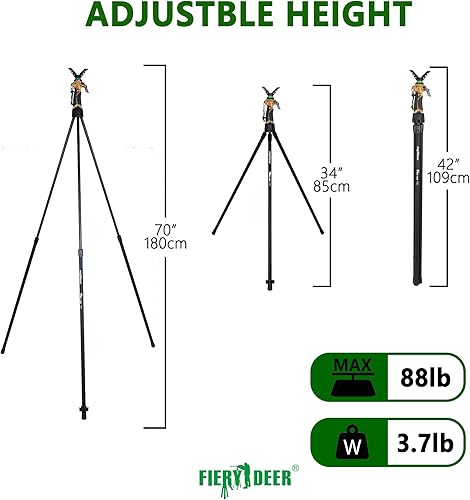 Treppiede di Caccia Regolabile in Lunghezza, treppiedi per Fucile Versatile, tripod da Caccia in Alluminio - Ysert