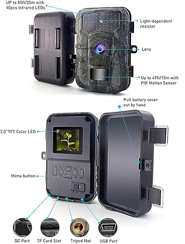 Fototrappola Victure Fotocamera Caccia 32MP 1080P HD Impermeabile IP66 Fototrappola Infrarossi Invisibili con 0.7s Velocità di Innesco Fino a 85ft/22m con Scheda da 32GB - Ysert