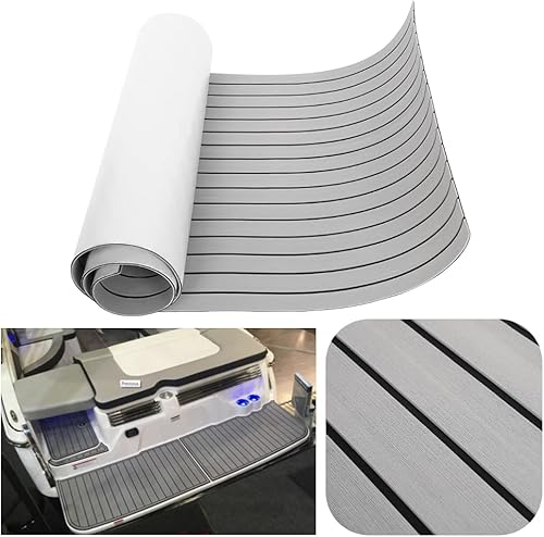 Tappeto Antiscivolo per Pavimenti Marine Boat Yacht, Tappetino per Pavimenti in Teak Eva Sintetico per Barche e Kayak, 240 * 90 * 0,6cm(Grigio Chiaro) - Ysert