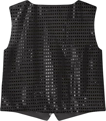 Gilet da uomo con paillette, senza maniche, con brillantini, per discoteca, con scollo a V, per matrimoni, feste, balli, carnevale, clubwear - Ysert