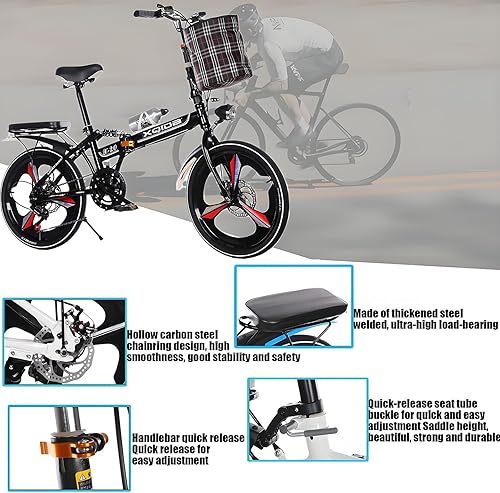 7 Velocità variabile bicicletta Mountain pieghevole 20pollici Telaio in acciaio ad alto tenore di carbonio Folding bike Adatto per Adulti donne uomini e adolescenti Bici da città - Ysert