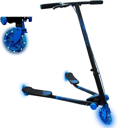 BIPATTINO - MONOPATTINO LUMINOSO NEON 3 RUOTE - SKATEBOARD - SKATE (BLU) - Ysert