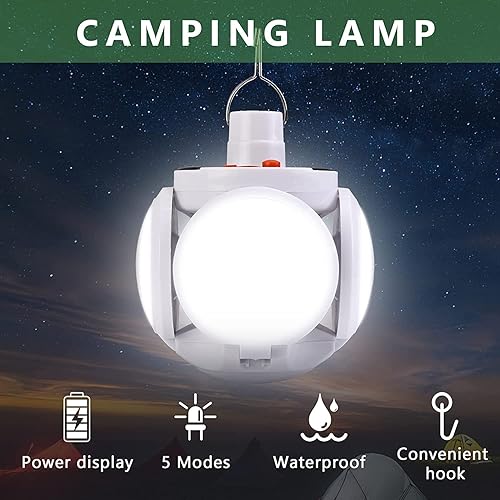 Lanterna da Campeggio a Led Solare, Luce da Campeggio 5 Modalità di Illuminazione, Lampade Ricaricabili da Esterno IPX7 Impermeabile per Tenda Campeggio Pesca Emergenza - Ysert