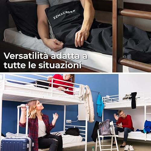 Sacco Lenzuolo da Viaggio - Sacco Letto Singolo Ultraleggero e Compatto - 100% Cotone - Saccoletto con Scomparto per Cuscino - Sacco Lenzuolo Cotone Singolo - Ysert