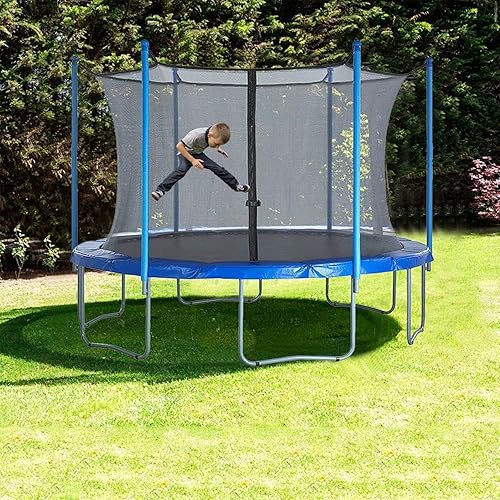 Rete di Ricambio per Trampolino, Rete di Sicurezza per Trampolino con Cinghie Regolabili E Cerniere, Rete di Sicurezza da 6/8/10/12/14/15 Piedi per Trampolini Rotondi a 6 Pali(8ft) - Ysert