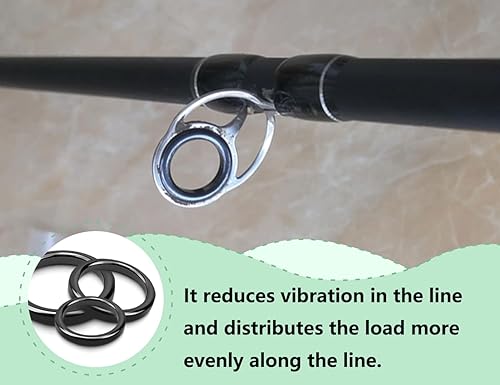 44 Pezzi Set di Anelli per Canna da Pesca,Anello terminale in Ceramica,Guide in Ceramica,Anello per Punta di Canna da Pesca,della Guida di Canna (Nero,3,76 mm-29,8 mm) - Ysert