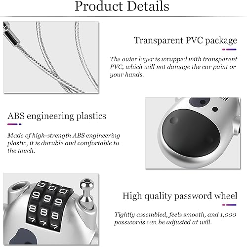 Lucchetto Per Valigia Bici,Lucchetto Con Cavo,Lucchetto Per Casco Moto,Lucchetto Con Codice a 3 Cifre,lucchetto Scooter,Lucchetto a Combinazione Bici,Lucchetto Universale a Codice Argento - Ysert