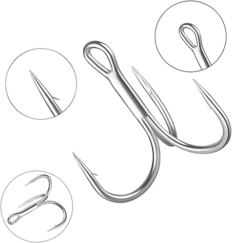 Ganci da Pesca ad alto Tenore di Carbonio in Acciaio Dimensioni 2#4#6#8e10# 50 PezziAmi da Pesca Triplo Ami da Pesca Ardiglione Ami da Pesca in Acciaio al Carbonio Spinato per la Pesca in Mare Misto - Ysert
