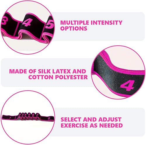 Fascia Elastica Fitness, Elastico Fasce di Resistenza, Cinturino per Esercizi con 8 Loops, Yoga Stretching Band, per Yoga, Pilates, Fitness, Stretching, Allenamento, Danza, Rosa - Ysert