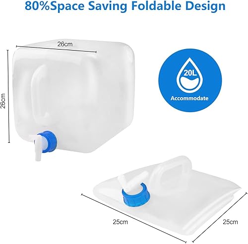 Tanica pieghevole per acqua potabile, 20 l, contenitore per acqua pieghevole, portatile, con coperchio sigillato, 100% ermetico, senza BPA, per attività all'aperto, campeggio, escursioni, picnic. - Ysert