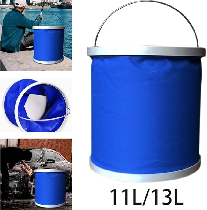 Secchio da Pesca Pieghevole con Manico, Secchio Pieghevole da Esterno da 11 Litri con Manico Contenitore per Acqua da Campeggio Leggero Multifunzionale per Campeggio Viaggiare Picnic - Ysert