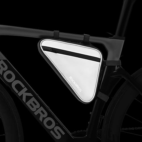 ROCKBROS Borsa Telaio Bici, Borsa da Telaio Triangolo, Borsa Triangolare Bicicletta, Borsa per Tubo, Riflettente Altamente, Ergonomico, capacità Pratica 0.9L, Borsello per Bici, MTB, Bici da Corsa - Ysert