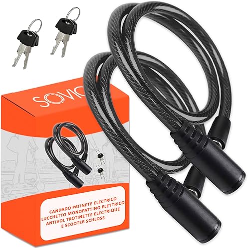 Lucchetto monopattino elettrico doppia sicurezza 2 pezzi cavo in acciaio resistente 60 cm serratura a chiave avanzata sicuro robusto pratico facile da riporre nero - Ysert