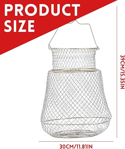 1 pezzo Rete da Pesca con Trappola per Granchi, Cestino Pieghevole per Granchi, Rete da Pesca Pieghevole in Metallo, Design pieghevole, può contenere più pesci, diametro: 30cm, altezza: 39cm - Ysert
