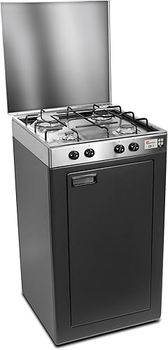 CFParker Fornello Cucina a Gas Gpl 4 Fuochi Acciaio Inox con Mobile Portabombola Grigio Grafite Made in Italy - 541ACCGP - Ysert