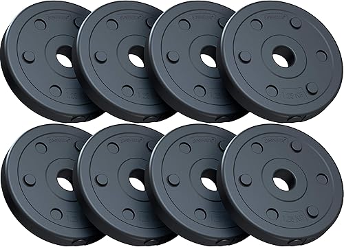 Dischi Pesi - Set di 2,5/5/10kg, in Cemento e Plastica, Ø 30/31mm, Nero - Weight Plates, Piastre Pesi, per Bilancieri e Manubri, Palestra da Casa, Allenamento - Ysert