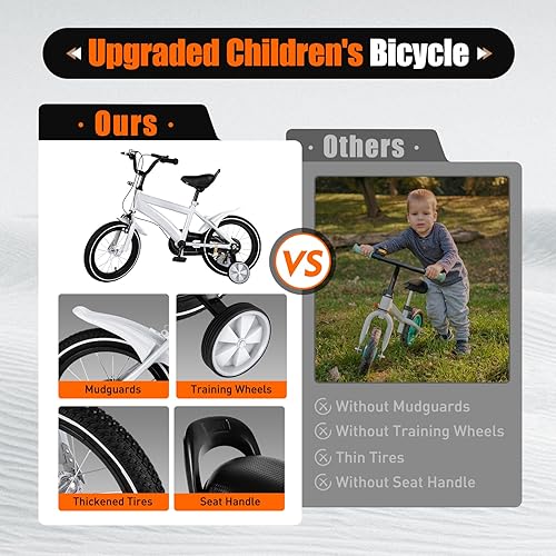 SHZICMY 14' 16' bicicletta bambini bici ragazzi e ragazze bici con ruote di allenamento e campana, regalo per ragazze e ragazzi per 3-8 anni - Ysert