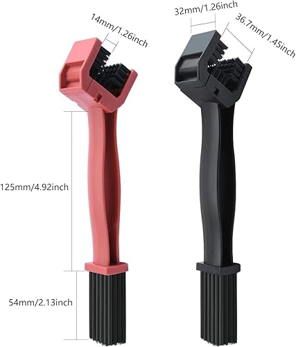 2pcs Bicicleta Motocicleta Cepillos de cadena Cepillo de bicicleta Cepillo de limpieza de cadena de bicicleta multifuncional -26cm Negro y rojo - Ysert