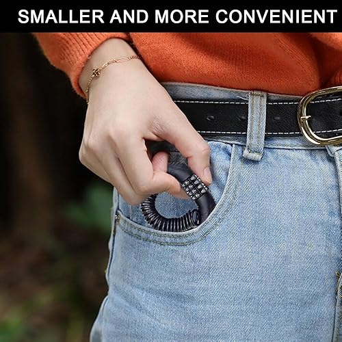 Lucchetto per bicicletta, 150 cm, 3,5 mm, 2 pezzi, in lega di zinco e PVC, con codice numerico a 4 cifre per casco da moto, casco da bicicletta, lucchetto da snowboard (nero) - Ysert