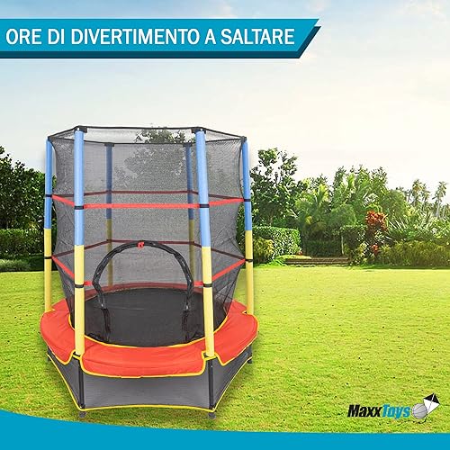Trampolino da Interno per Bambini, 140 cm, con Pali Imbottiti e Coperture per Bordi - Ysert