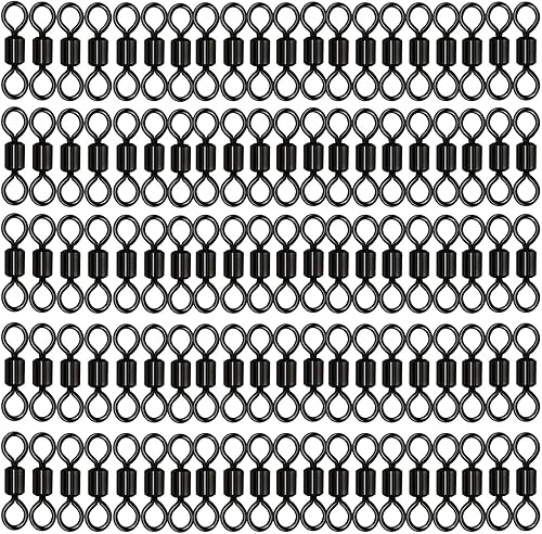 100 Pezzi Anelli di Girella di Pesca, Cuscinetto di Girella di Pesca Rotante in Acciaio Inox con Anello Solido di Girella per Pesca Offshore o d'Acqua Dolce Accessori di Pesca Spinner 7# Nero - Ysert