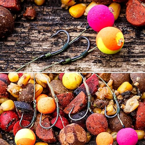 Set di Ganci da Pesca alla Carpa, 160 pezzi con Gambo Curvo/Ampio Gape per Carpa, Accessori da Pesca in Teflon con Gancio in Plastica, Dimensioni 2, 4, 6, 8, 10 - Ysert