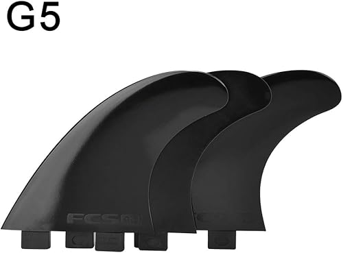 Wakects FCS Pinne per tavola da surf in plastica e nylon, 3 pezzi, pinne a testa singola per tavola da surf G5, elica ad alte prestazioni per nuoto e surf, Nero - Ysert