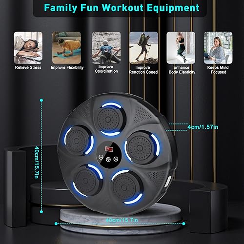 Music Boxing Machine Adulti, Macchina da Boxe Musicale, 9 modalità di velocità, Intelligente Box Musicale Pugile con Guanti da Boxe con Bluetooth, LED Boxe Musicale da Parete per Bambini - Ysert