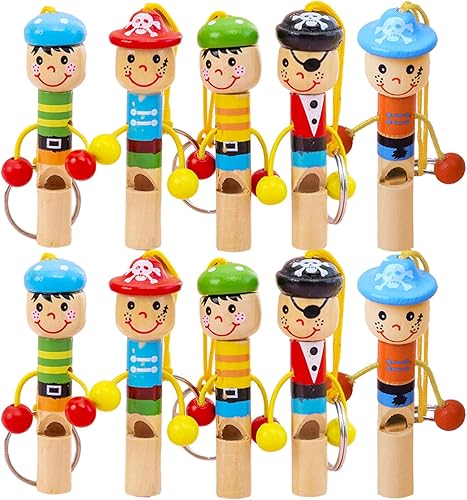 Fischietto Bambini,Yiyifor 10 Pezzo Fischietto per Bambini in Legno,Fischietti Compleanno Bambini,Strumento per Imparare la Musica dei Bambini,per Riunioni,Giochi,Intrattenimento,Festival - Ysert