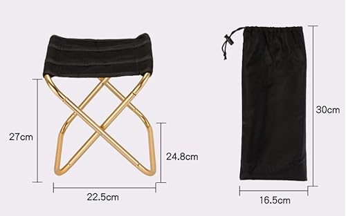 Sgabello pieghevole Mini sedia leggera portatile confezionato in borsa per il trasporto, leggero,facile da trasportare,sedia pieghevole per la pesca,il campeggio,I viaggi, Nero E Oro - Ysert