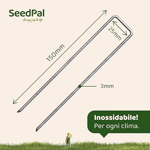 Picchetti in Acciaio Zincato (250 Pezzi) - Picchetti per Telo di Pacciamatura, Recinzione e Camping - 150mm di Lunghezza, 25mm di Larghezza, Ø 3mm - Ysert