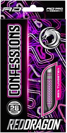 RED DRAGON Confessions 26g, 28g o 30g Freccette Tungsteno con Punta Acciacio, Voli e Freccette Aste - Ysert
