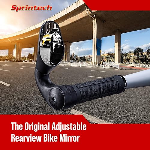 Specchietto Retrovisore Bici - City XL Specchietti Bici Con Vetro e Un Guscio ABS per Manubri Di Diametro 16-20mm - Leggero e Totalmente Aggiustabile per Mountain Bike, E-Bike, Scooter - Sprintech - Ysert