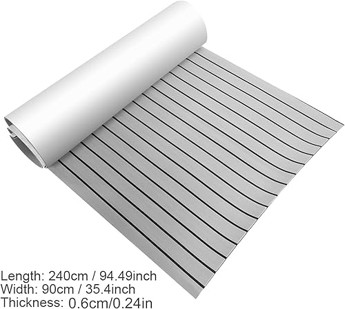 Tappeto Antiscivolo per Pavimenti Marine Boat Yacht, Tappetino per Pavimenti in Teak Eva Sintetico per Barche e Kayak, 240 * 90 * 0,6cm(Grigio Chiaro) - Ysert
