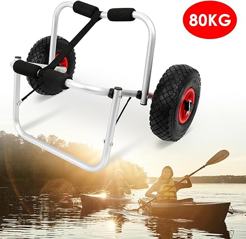 Carrello pieghevole per kayak, canoa, in alluminio, per barca, canoa, surf, canoa, canoa, canoa, canoa, canoa, canoa, carrello per il trasporto fino a 80 kg - Ysert