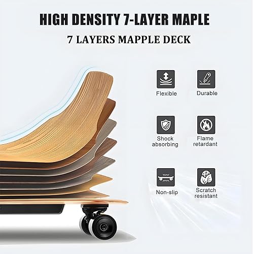 ErShangMao Skateboard Elettrico Portatile Cruiser - Longboard Elettrico Leggero con Telecomando, velocità Massima 15 Km/Autonomia 8 Km | per Principianti, Adolescenti E Adulti - Ysert