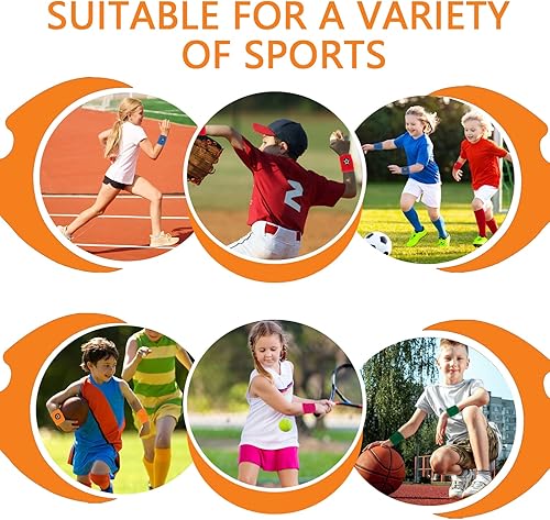 Fascia per sudore da polso per bambini, set da 28 pezzi (14 fasce per il sudore da polso con 14 fischietti), fascia per il calcio, decorazione di compleanno per bambini, feste, attività all'aperto - Ysert