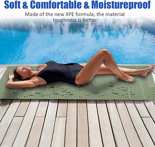 Tappetino Pieghevole in Schiuma, Resistente Materassino Pieghevole in XPE Materassino Impermeabile dal Design Ultraleggero per Yoga, Campeggio, Picnic(Verde) - Ysert