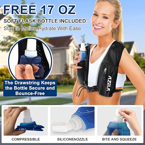 Gilet Running, Zaino Idratazione, Zaino da Corsa, Zaino Trail Running, Zainetto Running, Gilet da Corsa con Vescica 2L + Borraccia Morbida 500ml, per Outdoor, Maratona, Ciclismo, Alpinismo - Ysert