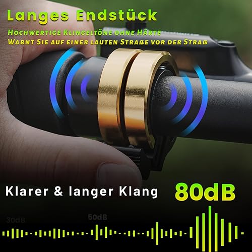 Campana della bicicletta, in lega di alluminio Mini Campana della bicicletta 100db Bell Loud, nuovo aggiornamento doppio anello della campana Loud e più lungo, 22-24 mm Manubri - Ysert