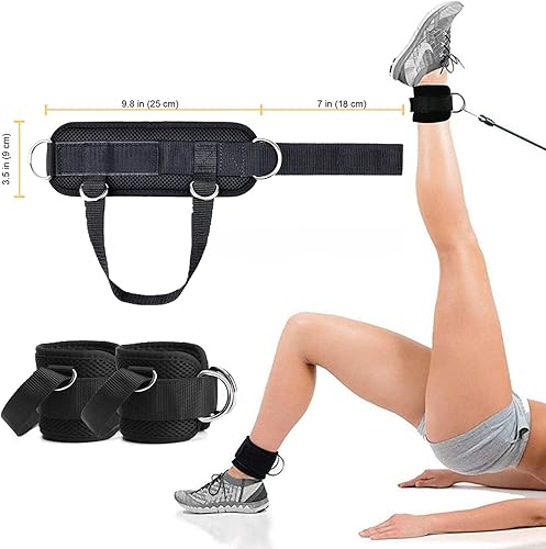 2 Pezzi Cavigliere Cavi Palestra Cinghie alla Caviglia per Il Fitness Cavigliere Cavi Palestra Cavigliere Sportive con Anelli a D Ankle Strap per Allenamento delle Gambe - Ysert