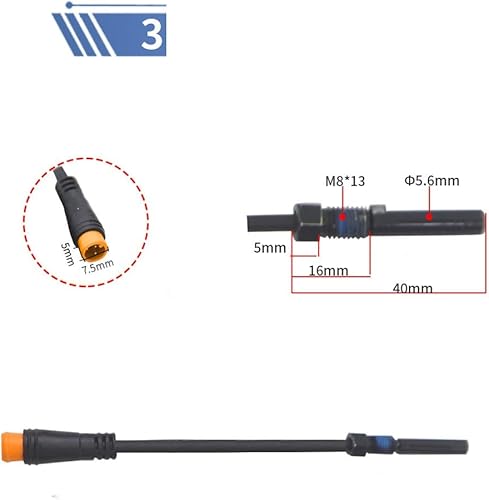 Sensore di freno magnetico per bici elettriche, con un cavo di lunghezza 30/150 cm, 2 pin, 3 pin, modello 2A, 2Y, per qualsiasi bicicletta elettrica (2 pin) - Ysert