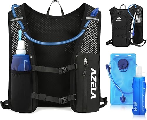 Gilet Running, Zaino Idratazione, Zaino da Corsa, Zaino Trail Running, Zainetto Running, Gilet da Corsa con Vescica 2L + Borraccia Morbida 500ml, per Outdoor, Maratona, Ciclismo, Alpinismo - Ysert