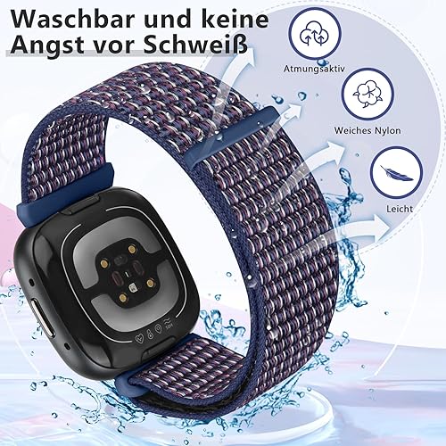 Runostrich Cinturino di ricambio in nylon compatibile con Fitbit Sense/Fitbit Versa 3, morbido, traspirante, regolabile, per uomo e donna - Ysert
