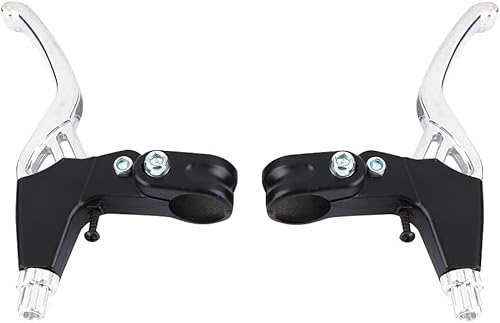 1 Paio di Maniglie del Freno per Bici, in Lega di Alluminio, Mountain Bike, Bicicletta da Strada, Leve del Freno, Diametro 2,2 cm(Argento) - Ysert