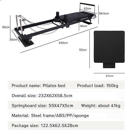 Pilates Reformer Pilates Reformer Pieghevole, Lettino for Pilates ad intensità Regolabile, capacità di carico 150 kg, Fornito con Una Scatola Quadrata - Ysert