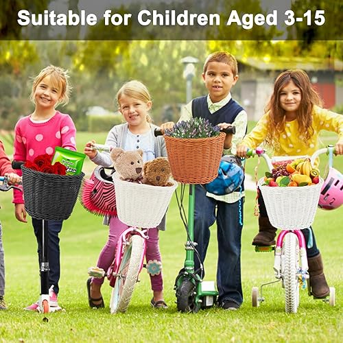 Cestino Bici Bambina, Cestino Bici Bambino per Ragazze Ragazzi, Cestino Bicicletta Bambina Piccola, Intrecciato a Mano, Stretto e Robusto - Ysert